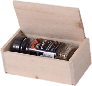 Hinged Lid Wooden Spice Box