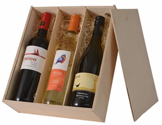 Inset Lid Wooden Wine Box –3 Bottles